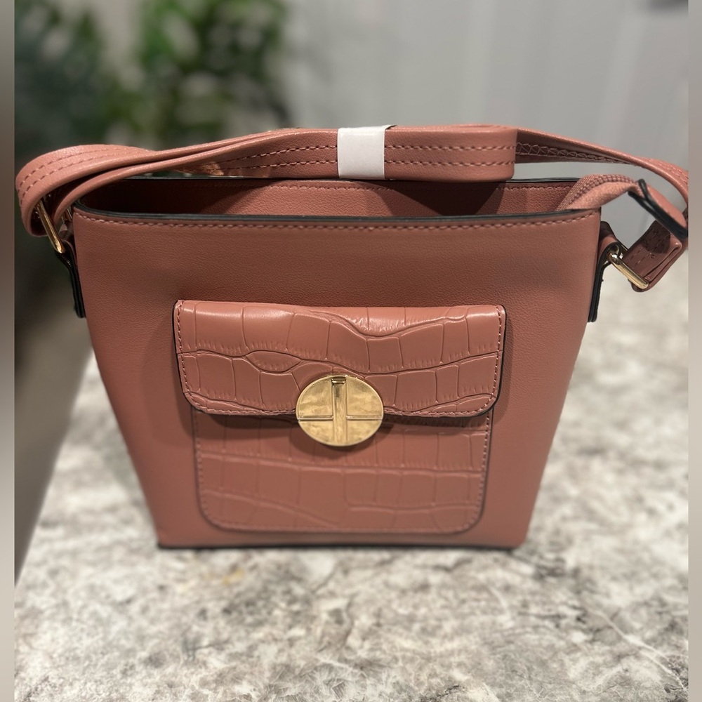 NWOT Muave Pink Croc Detail Crossbody